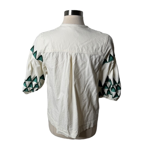 Leon and Harper The‎ Alpha Cacia Blouse Cotton Geometric Embroidered Womens XS - Picture 4 of 13